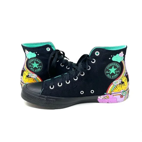 Converse Men's Size 9 171271F CTAS PSYCHEDELIC HOOPS Black Canvas Hi Top Sneaker - Picture 5 of 10